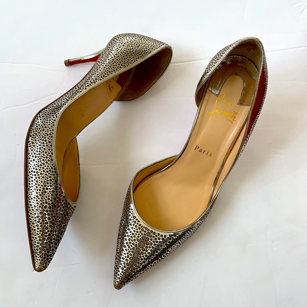 Christian Louboutin Galupump light gold Irzia half d’orsay 70mm heels 39.5